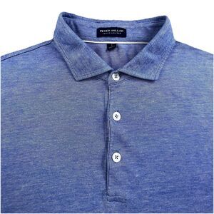 Peter Millar Crown Crafted Excursionist Flex Polo Men L Blue Short Sleeve Golf